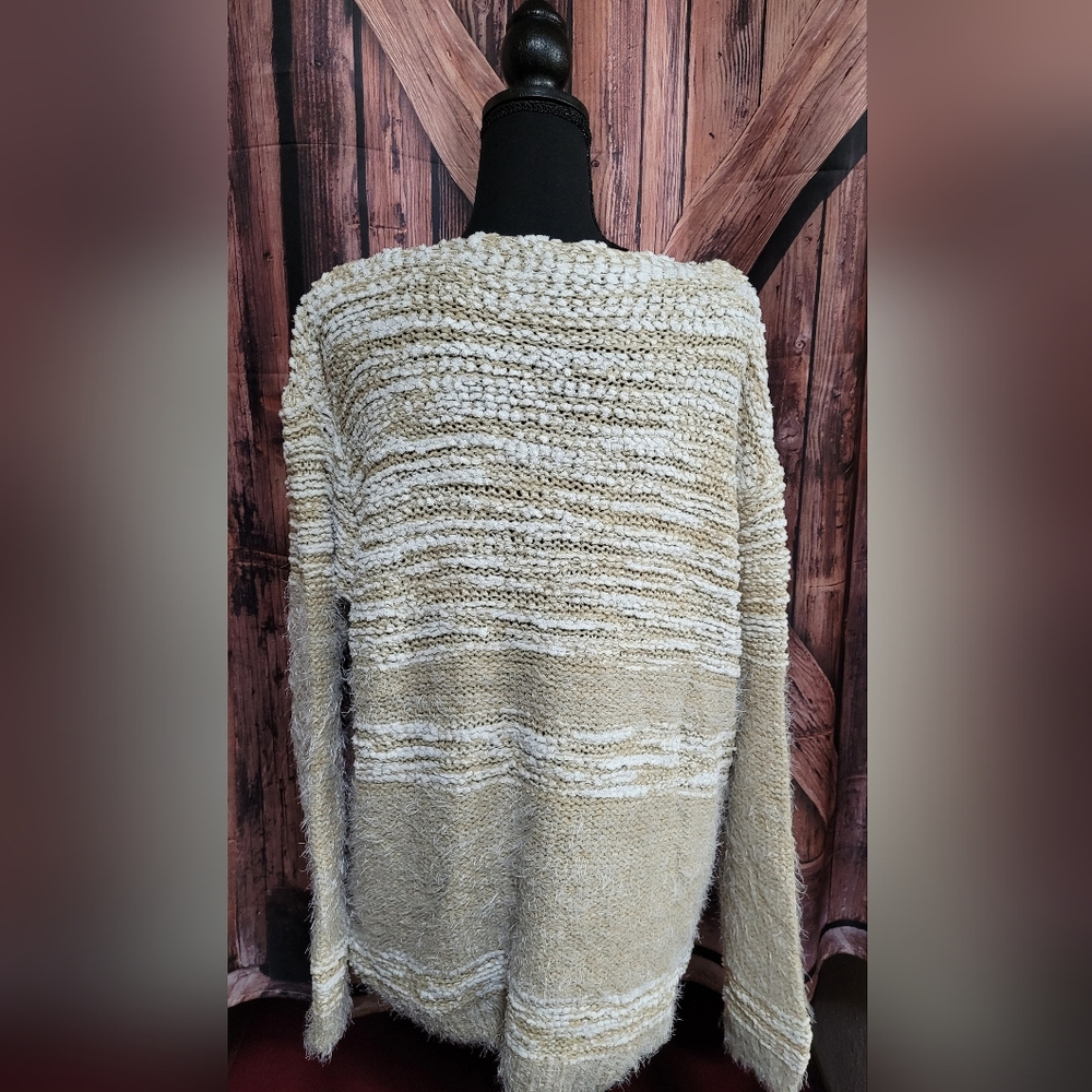 Ivory Fuzzy Relax Fit Front Tie Tunic Sweater Dress (L/XL) - Picture 6 of 7